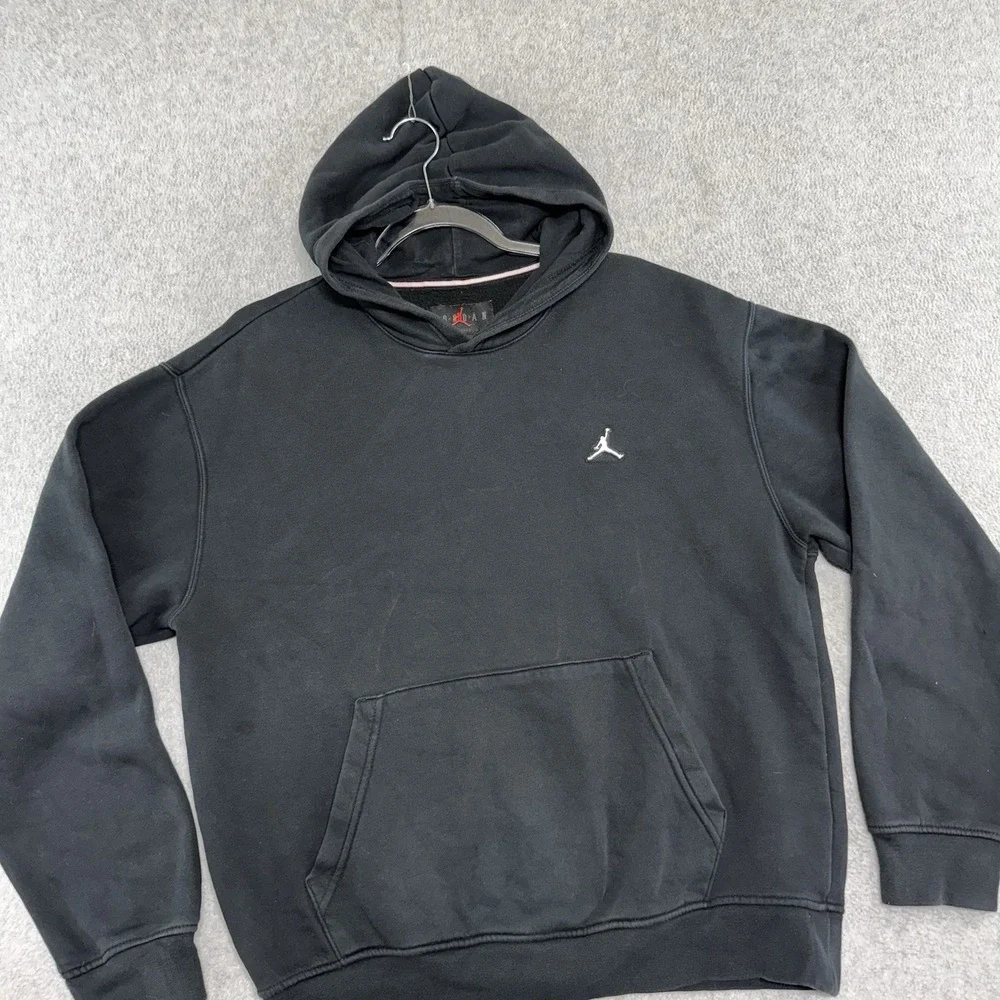 Jordan Jumpman Black Fleece Pullover Hoodie Men's Size M Logo Kangaroo Pocket